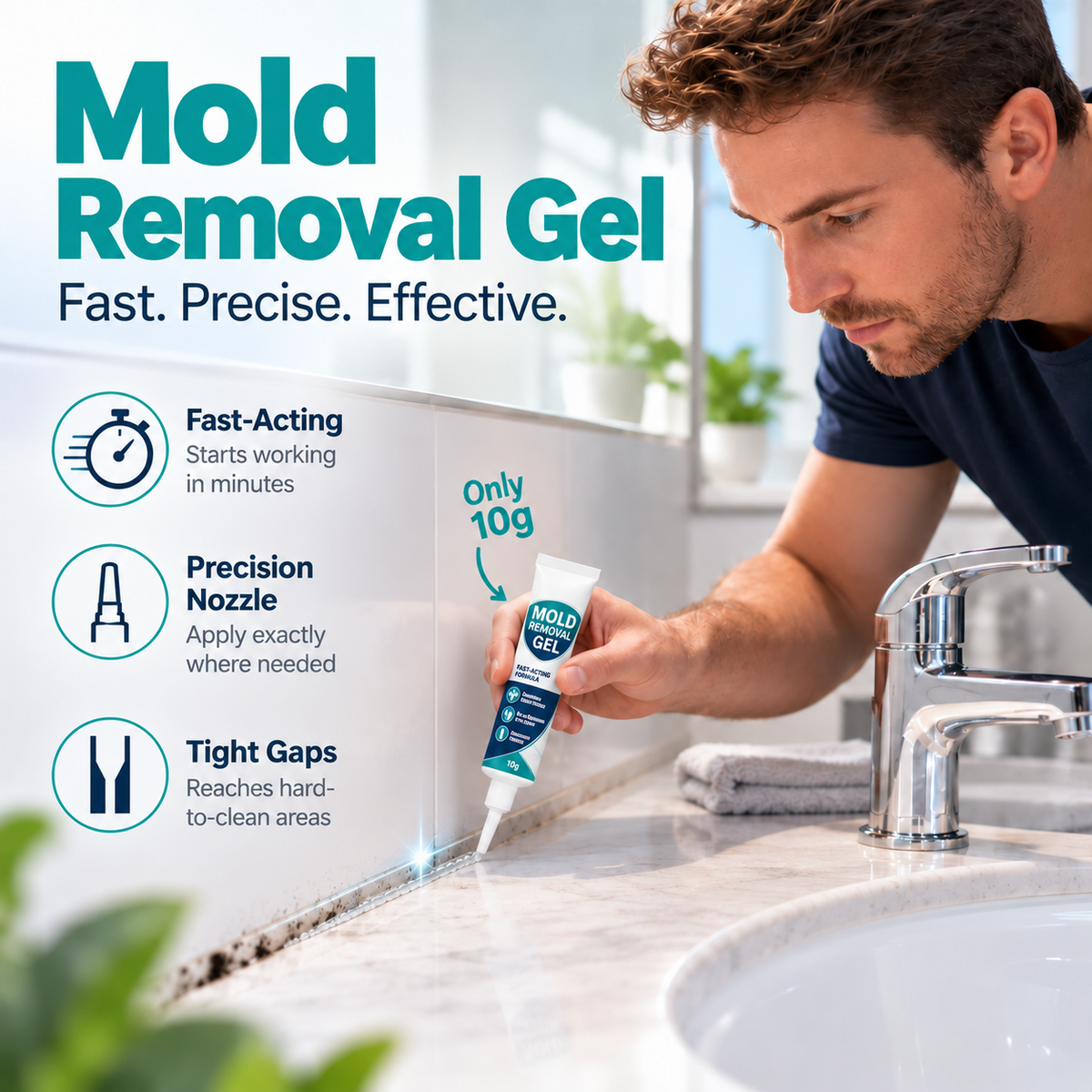 🏆 Last Day Special Price ! 🧼Buy 1 Get 1 Free🎁 Mold Remover Gel | Precision Bathroom & Kitchen Care