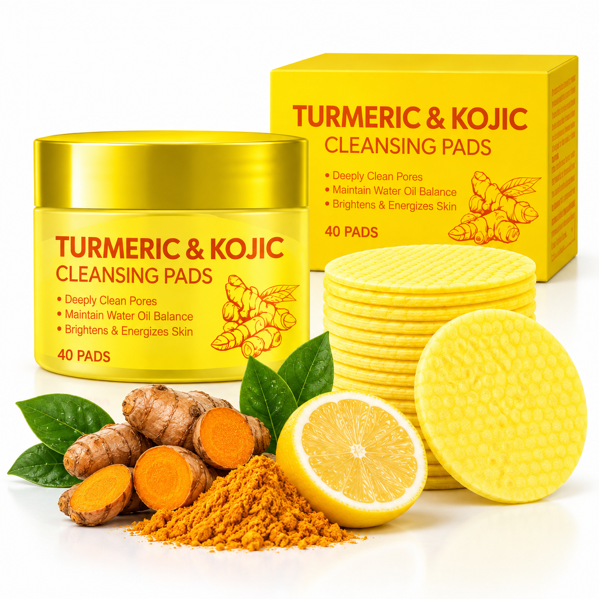 💛Turmeric Kojic Acid Facial Cleansing Skincare Pads